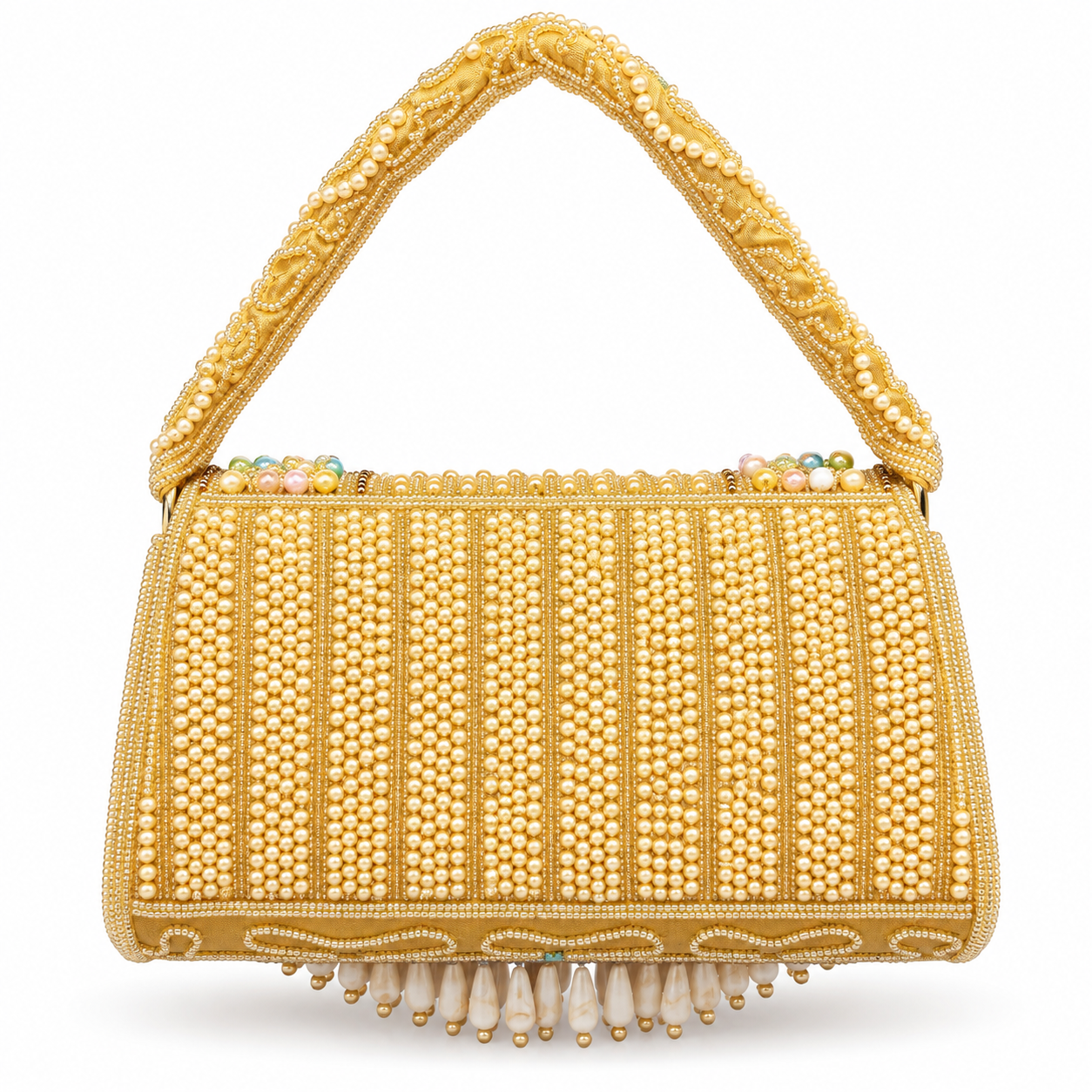 YUREMI Women’s Pearl Beaded Handbag – Multicolor Beaded Fringe Clutch 01 - Image 2