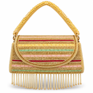 YUREMI Women’s Golden Pearl Beaded Handbag with Fringe 02