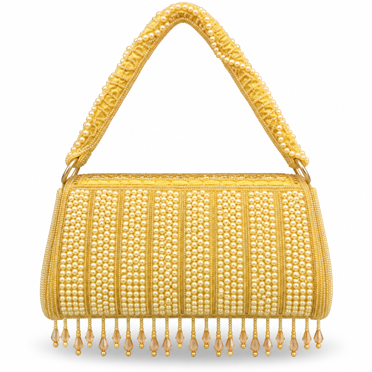 YUREMI Women’s Golden Pearl Beaded Handbag with Fringe 02 - Image 2