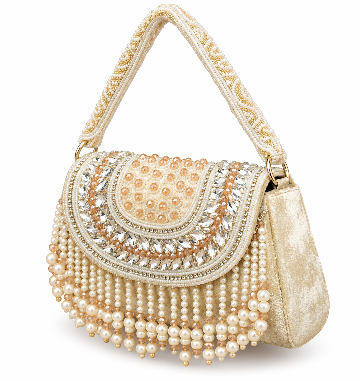 YUREMI Women’s Gold Pearl & Crystal Beaded Handbag 03 - Image 4