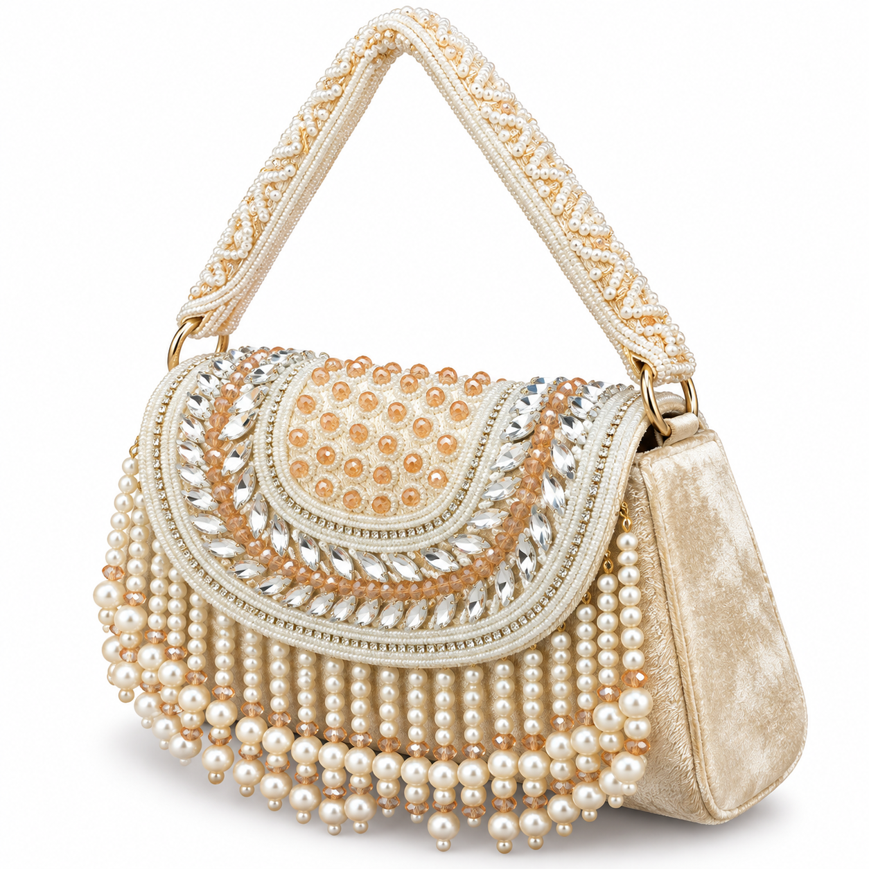 YUREMI Women’s Gold Pearl & Crystal Beaded Handbag 03 - Image 2