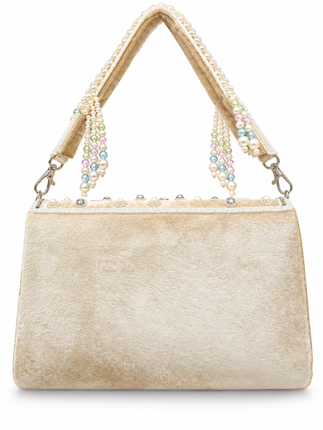 YUREMI Women’s Pearl & Crystal Embellished Bridal Clutch – Gold 04 - Image 3