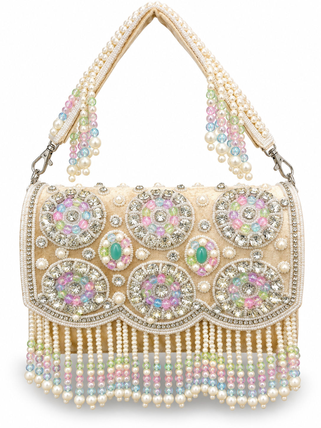 YUREMI Women’s Pearl & Crystal Embellished Bridal Clutch – Gold 04