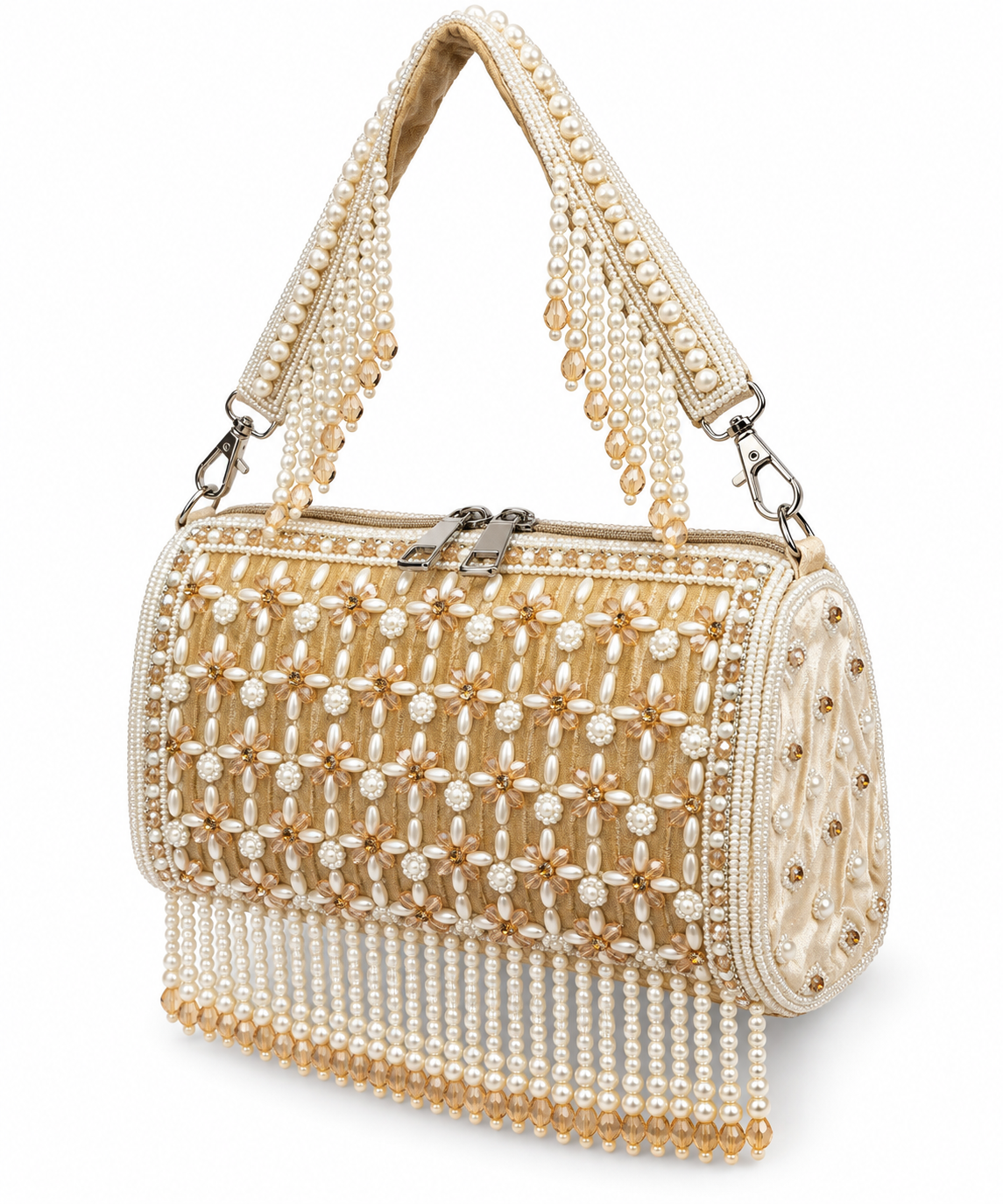 YUREMI Golden Pearl & Crystal Embellished Bridal Clutch Bag 08 - Image 4