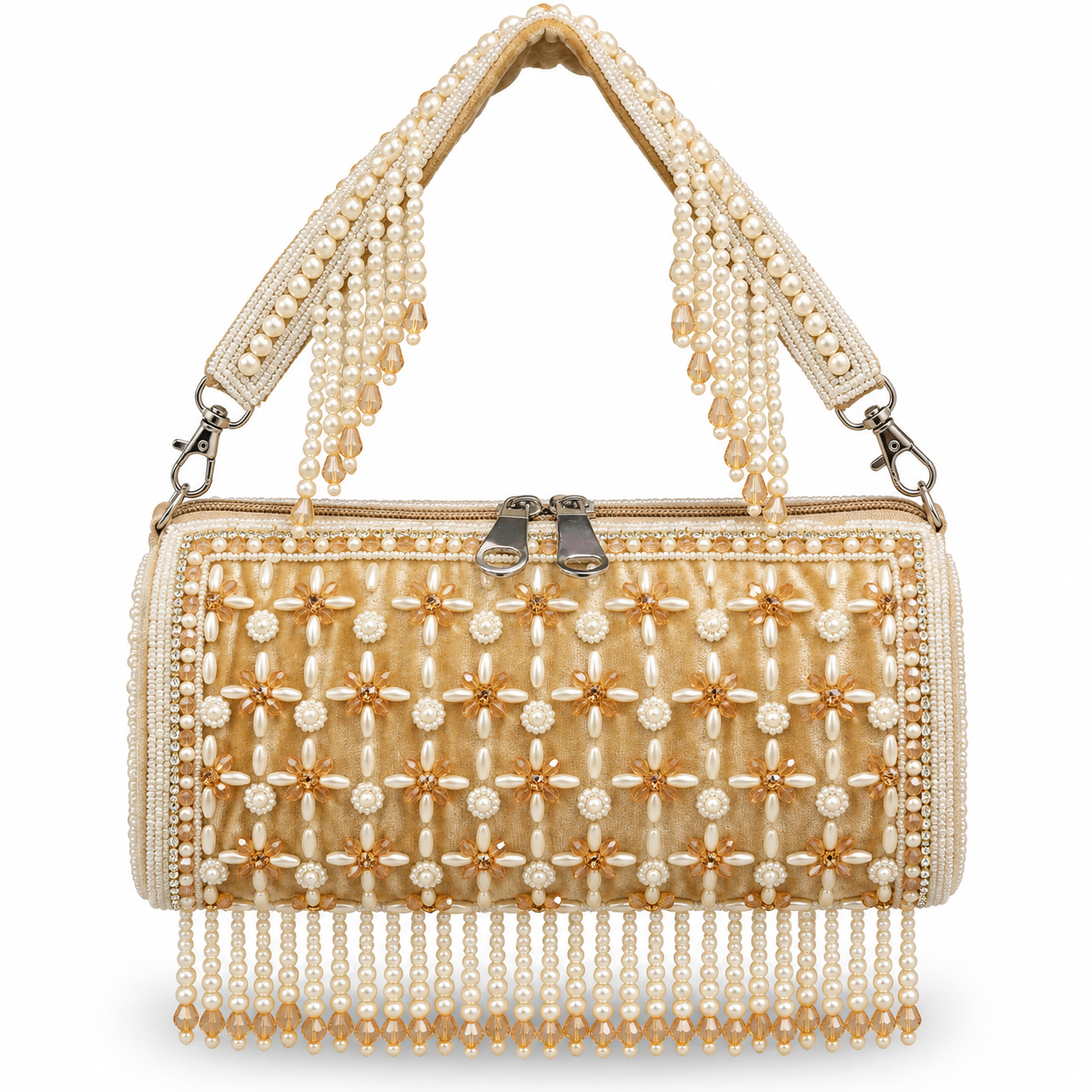 YUREMI Golden Pearl & Crystal Embellished Bridal Clutch Bag 08 - Image 2