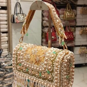 YUREMI Pearl Beaded Bridal Clutch – Gold